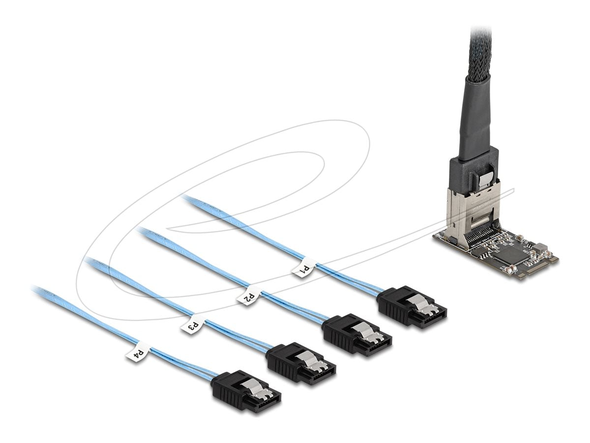 DELOCK M.2 2242 Key B+M Kontroller zu 4 x SATA mit 1m Kabel - Vorderansicht