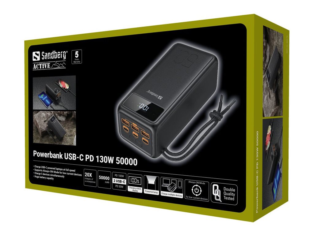 SANDBERG Powerbank USB-C PD 130W 50000mAh Detailansicht
