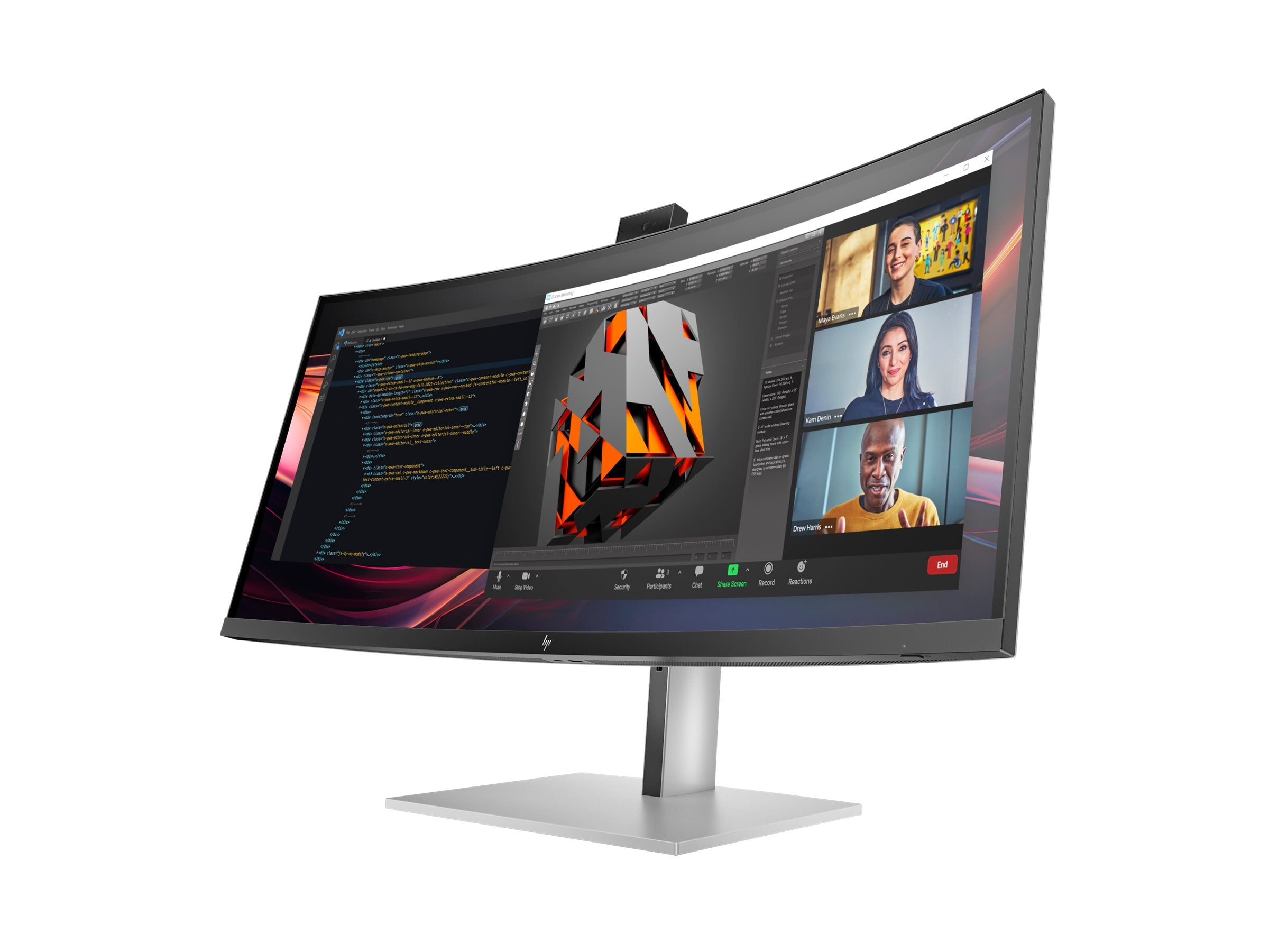 HP 734pm Series 7 Pro 34 Zoll WQHD Conferencing Monitor - Vorderansicht
