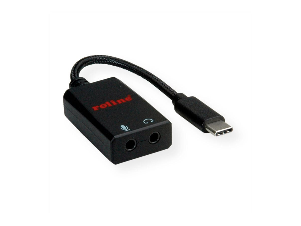 ROLINE Adapter USB Typ C - 2x 3,5mm Audio ST/BU 0,13m Anschlussansicht