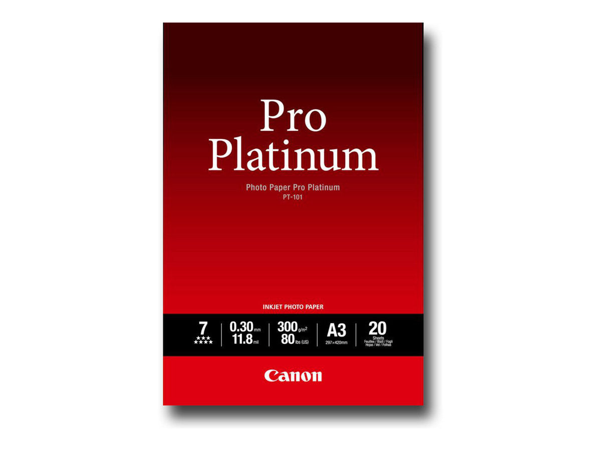CANON PT-101 pro platinum Foto Papier 300g/m2 A3 20 Blatt Vorderansicht