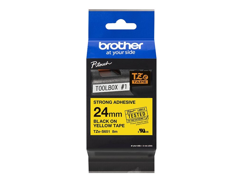 BROTHER P-Touch TZE-S651 schwarz auf gelb Schriftband Detailansicht