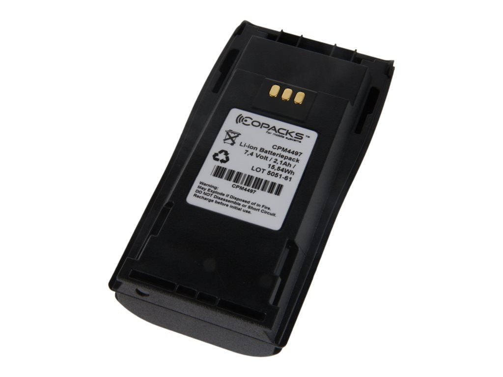 COPACKS Akku LiIon 2.5mAH für Motorola CP150 CP140 CP200D DP1400 RP400 7.2Volt - Vorderansicht