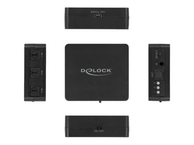 DELOCK S/PDIF TOSLINK Switch 3 In 1 Out Anschlussmöglichkeiten
