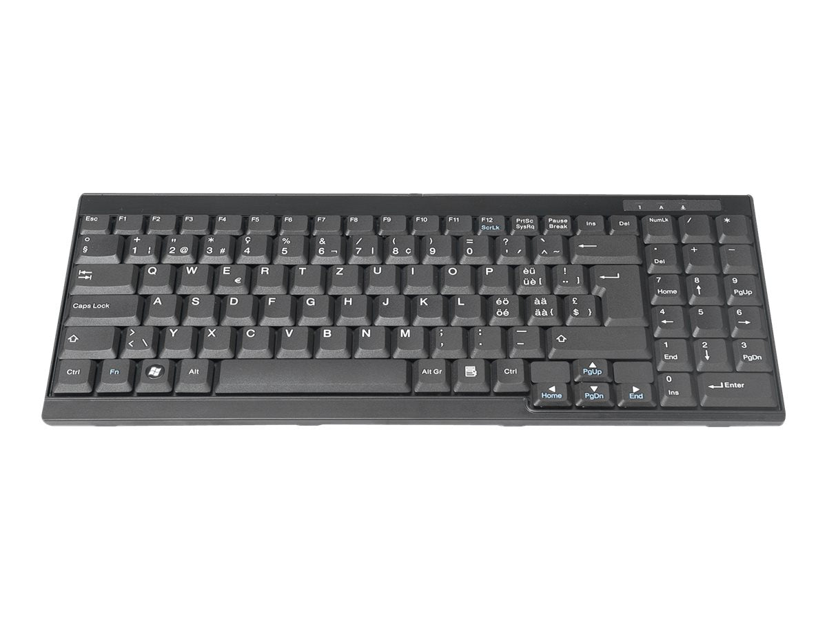 DIGITUS Tastatur für TFT-Konsolen schwarz Vorderansicht