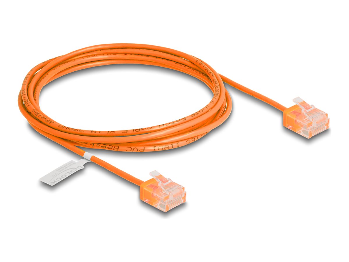 DELOCK RJ45 Netzwerkkabel Cat.6 UTP Ultra Slim 2m orange mit kurzen Steckern