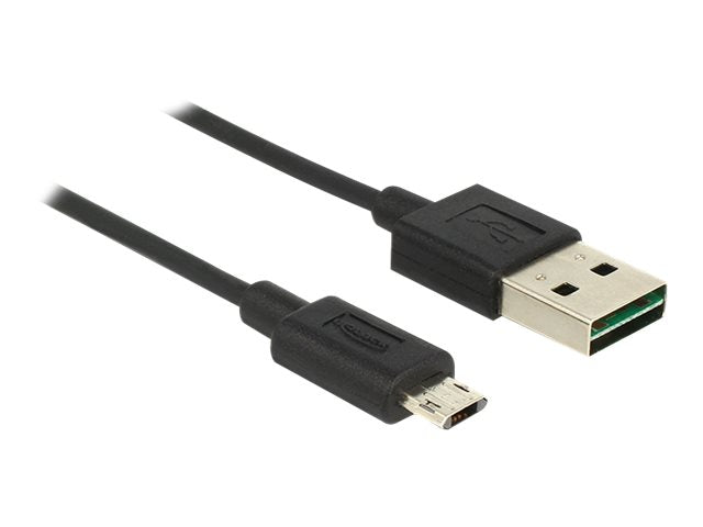DELOCK Kabel EASY-USB 2.0 Typ-A Stecker > EASY-USB 2.0 Typ Micro-B Stecker schwarz 1 m - Vorderansicht
