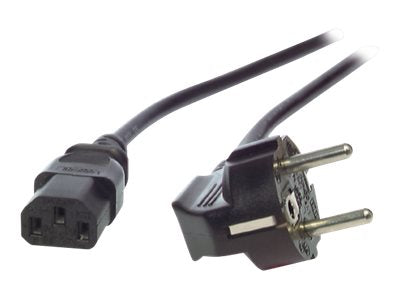 EFB Netzleitung Netzkabel Schutzkontakt 90Grad auf C13 180Grad 2 Meter Schwarz - Vorderansicht