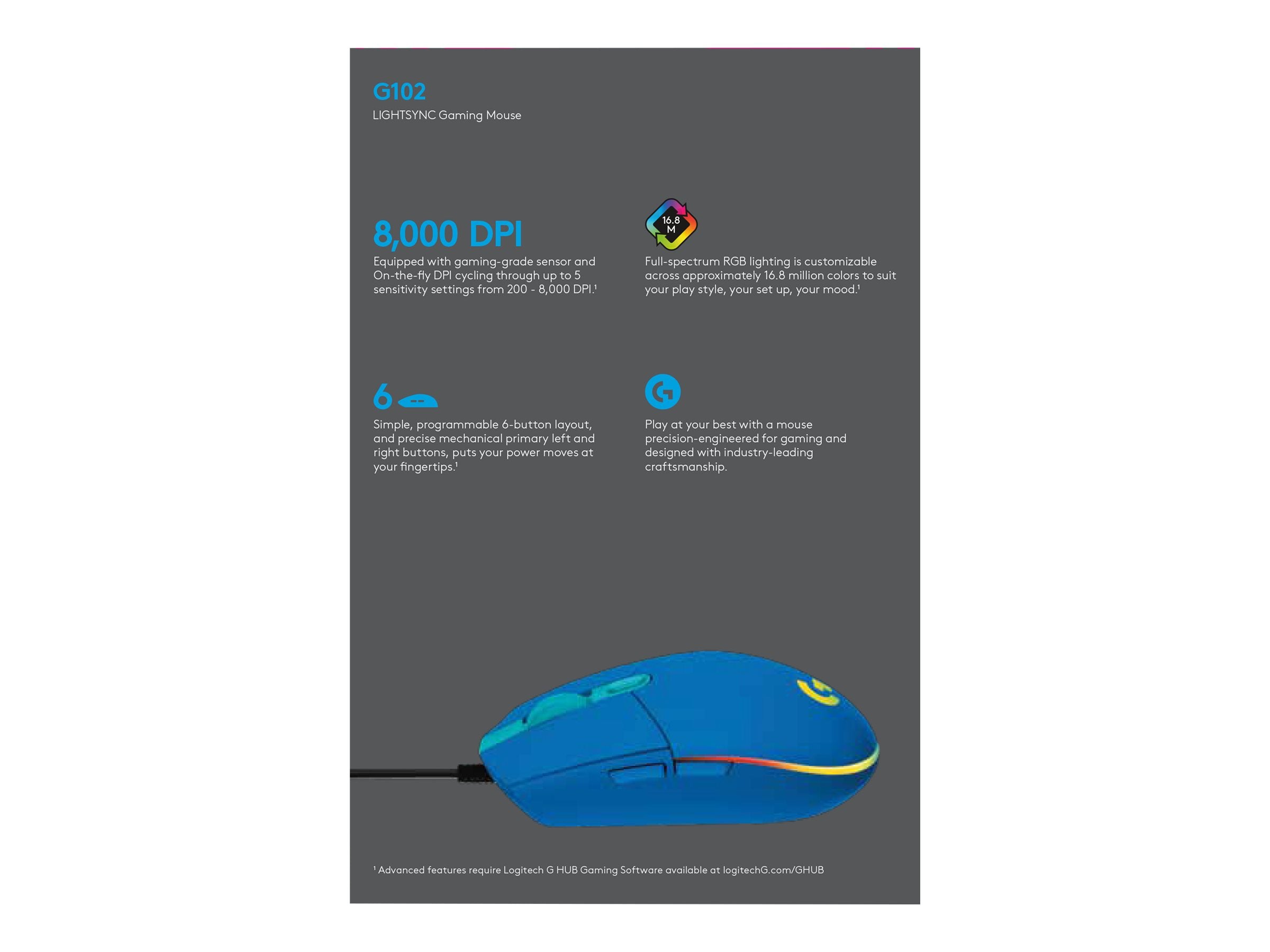 LOGITECH G102 Lightsync Blue EER Verpackung