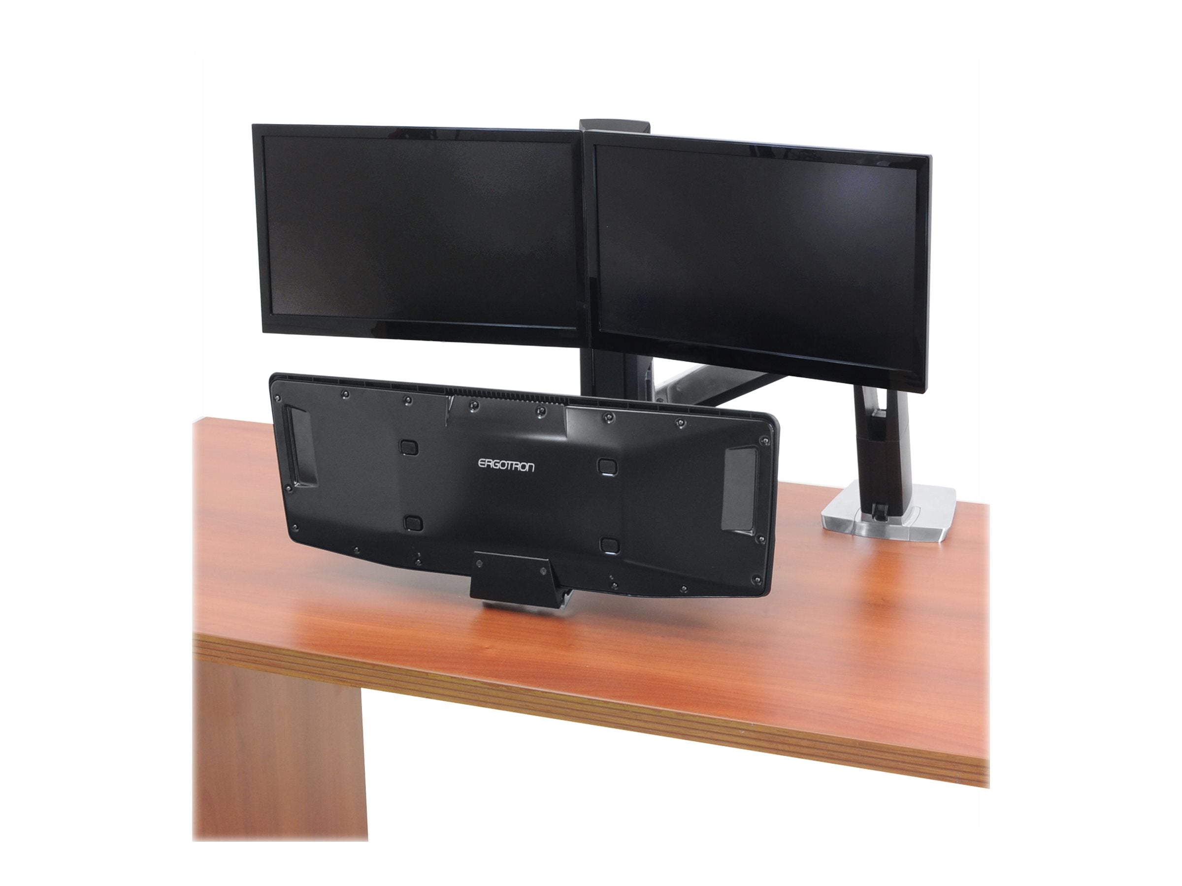 ERGOTRON WorkFit-A Dual mit tiefer gelegter Tastaturablage bis 61cm 24Zoll max.11kg. VESA 75x75 + 100x100mm Anhebung bis 63cm