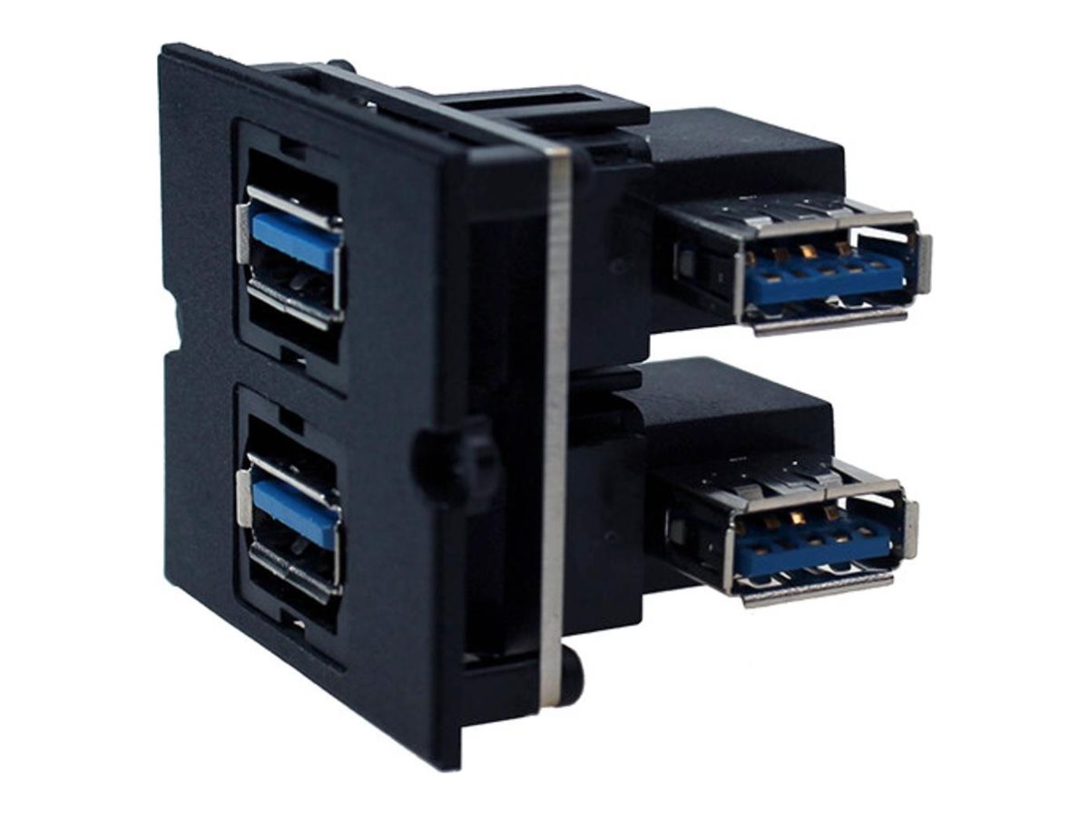 BACHMANN Rahmen 2xUSB 3.0 90 Abgang seitlich - Vorderansicht