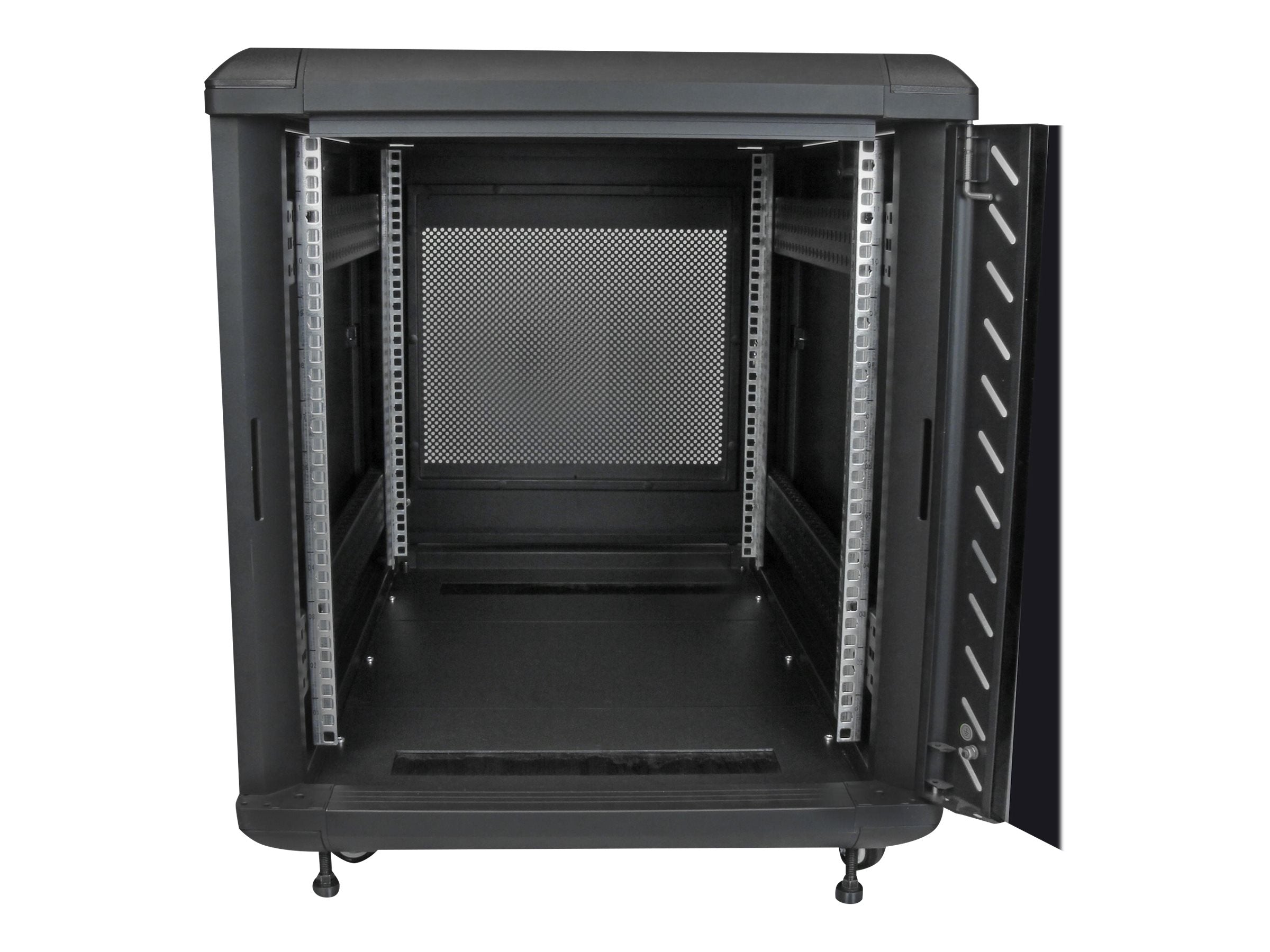 Detailansicht der Glastür des STARTECH.COM 12U 29inch Knock-Down Server Rack Cabinet mit Casters