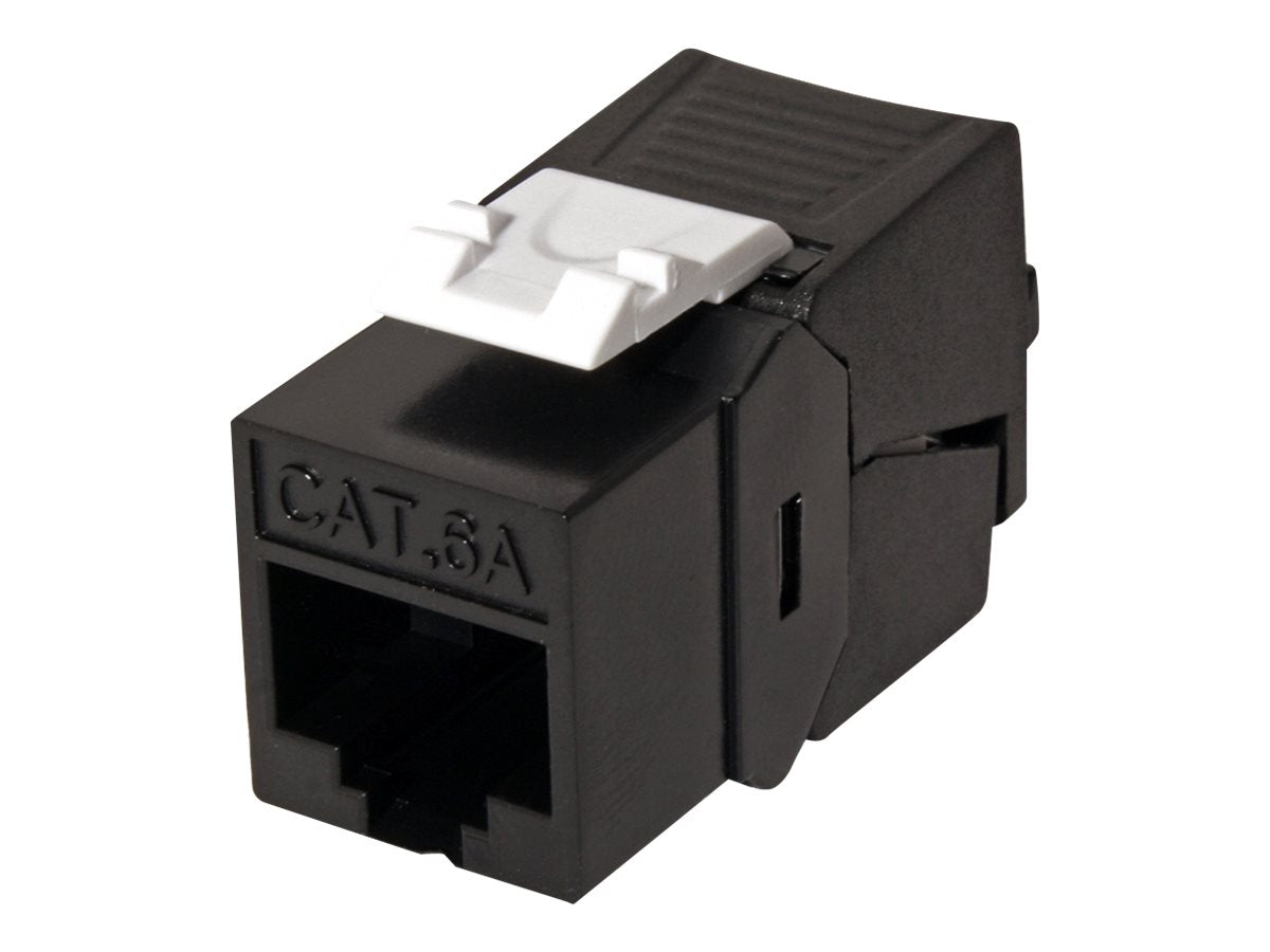 ROLINE Kat.6A Class EA Keystone ungeschirmt werkzeuglos SLIM schwarz Vorderansicht