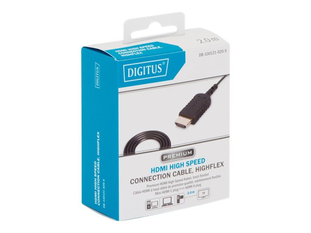 DIGITUS HDMI High Speed Anschlusskabel Type-C-A HighFlex 2.0m Verpackung