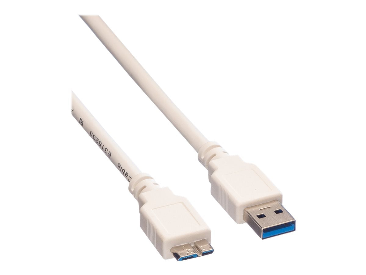 VALUE USB 3.2 Gen 1 Kabel A ST - Micro B ST weiss 3m Vorderansicht