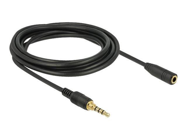 DELOCK Klinkenverlängerungskabel 3,5 mm 4 Pin Stecker zu Buchse 3 m schwarz - Vorderansicht