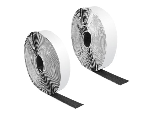 DELOCK Klettband selbstklebend 10m x 25mm schwarz - Vorderansicht