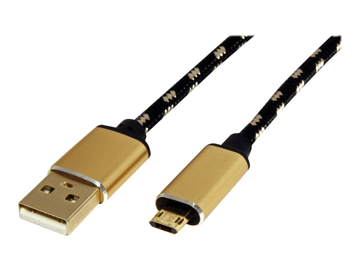 ROLINE GOLD USB 2.0 Kabel Typ A ST - Micro B ST reversibel 1,8m Verpackung