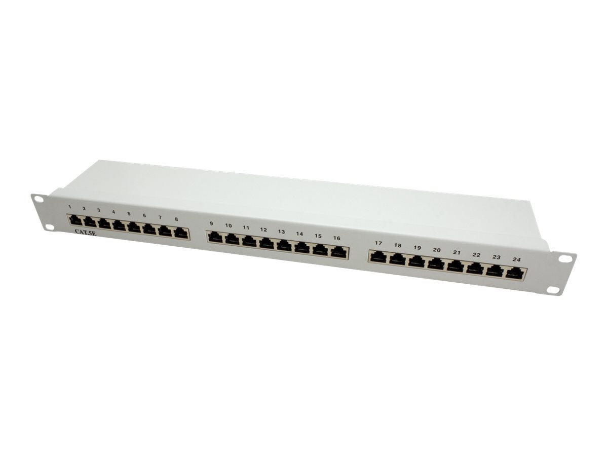 VALUE Kat.5e Class D 48.26cm 19Zoll-Patchpanel 24P geschirmt grau - Vorderansicht