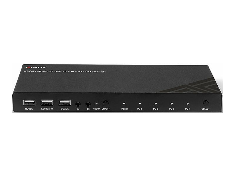 LINDY 4 Port HDMI 18G USB 2.0 & Audio KVM Switch Vorderansicht