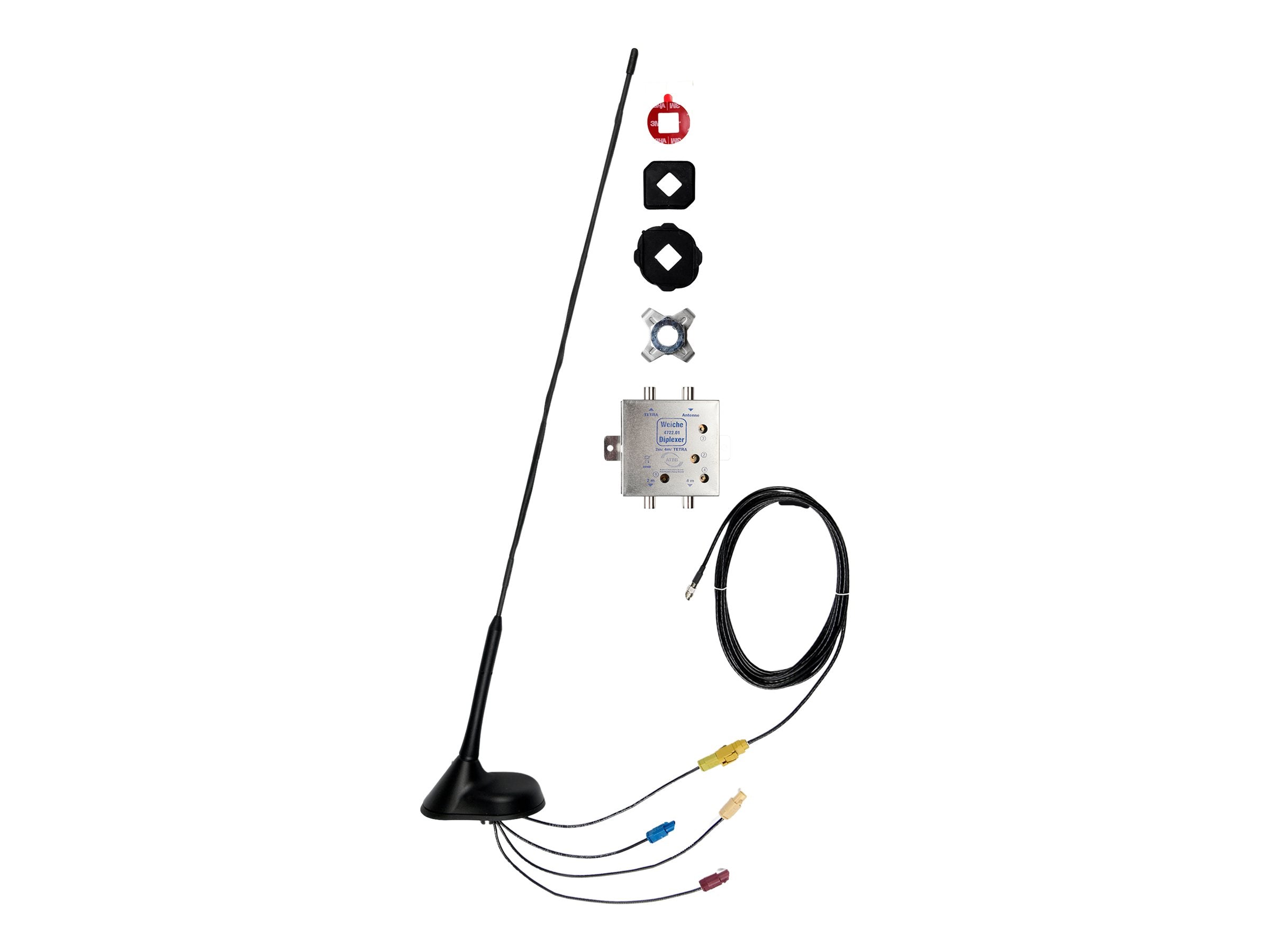 Vorderansicht der PUC ATTB Kombiflexantenne 4m/ 2m/ TETRA 3dB 380- 410 MHz GPS/ GSM/ SRD