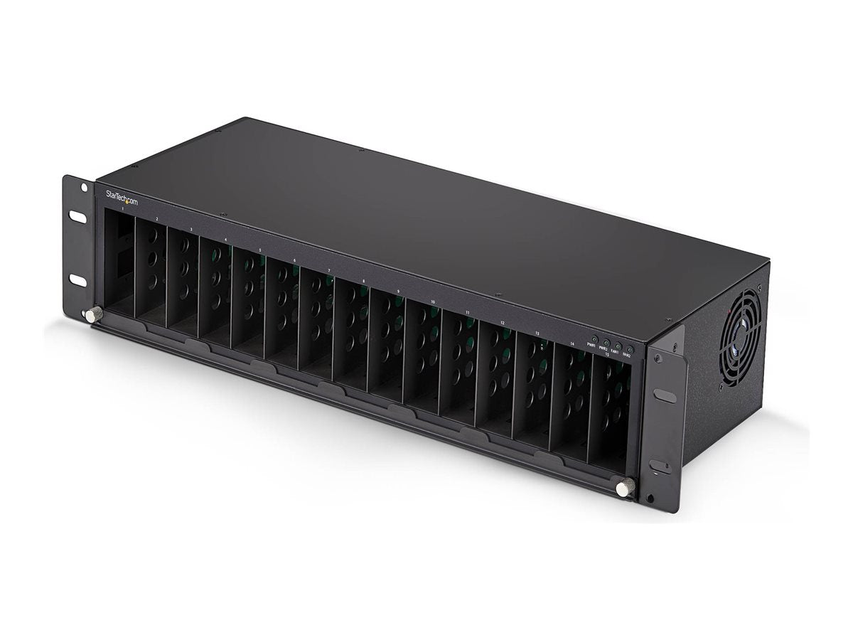 STARTECH.COM 15-Slot Unmanaged Medienkonverter Gehäuse 19 Zoll Rackmount fur MCM Medienkonverter Serie aktive Kuhlung TAA