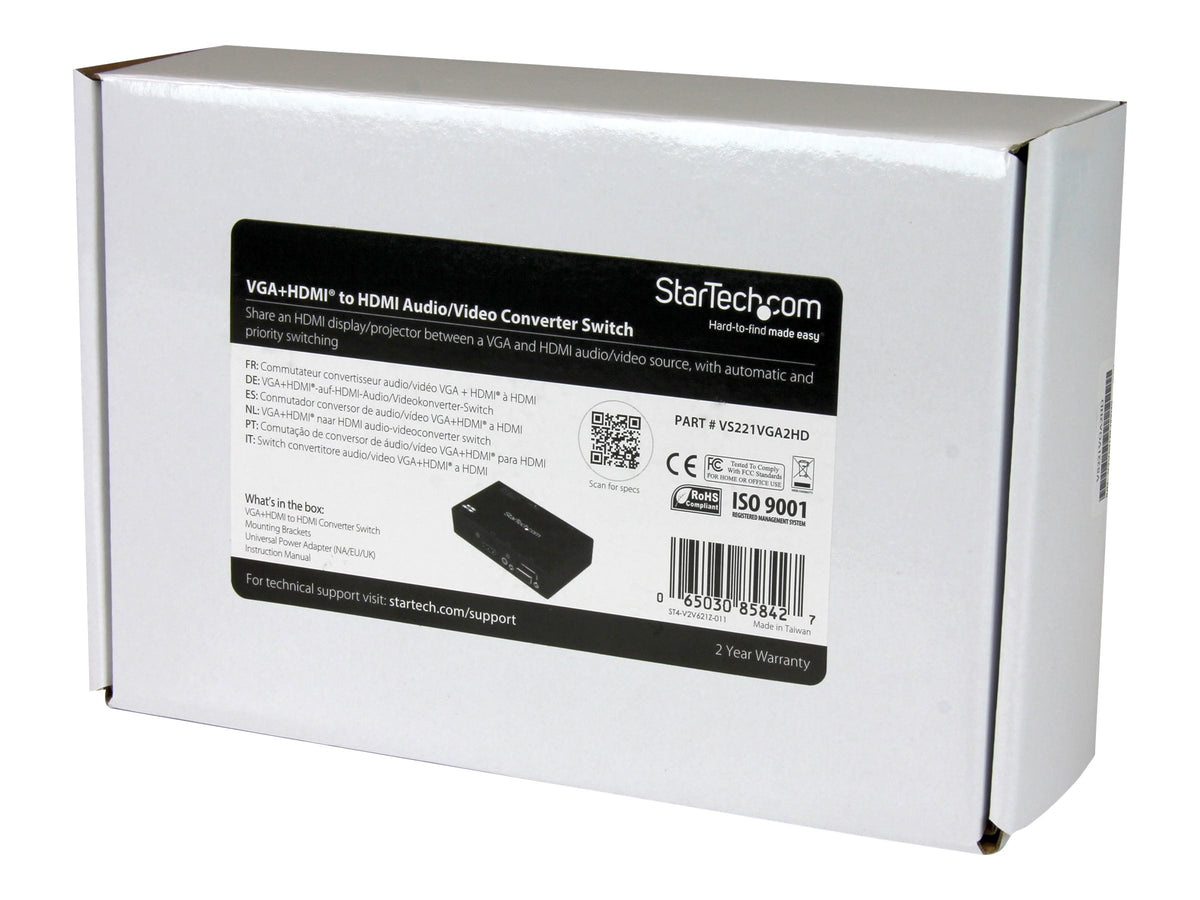 STARTECH.COM 2 Port HDMI + VGA auf HDMI Konverter Switch Vorderansicht