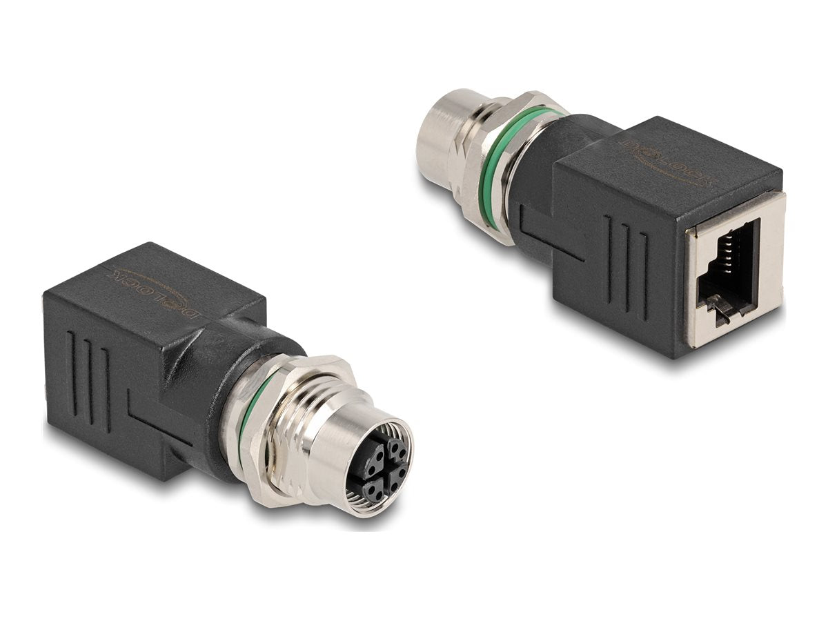 DELOCK M12 Adapter X-kodiert 8 Pin Buchse zu RJ45 Buchse gerade - Vorderansicht