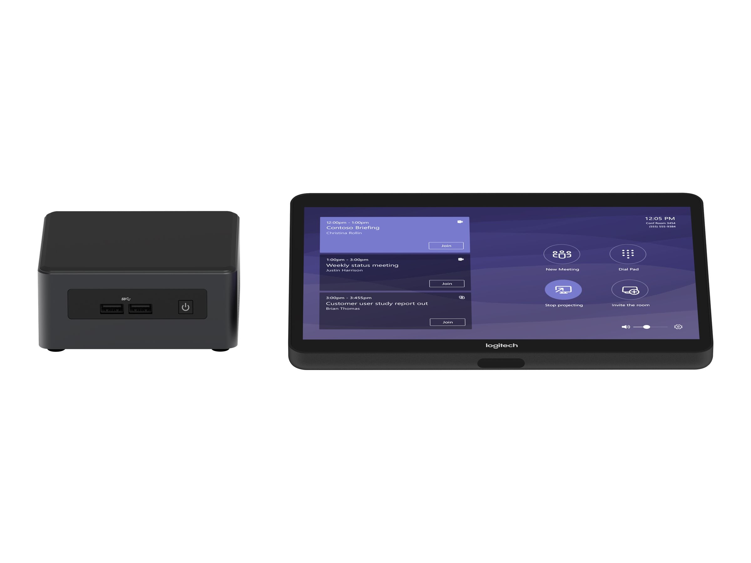 LOGITECH BASE Microsoft Teams Rooms no AV mit Tap - Vorderansicht