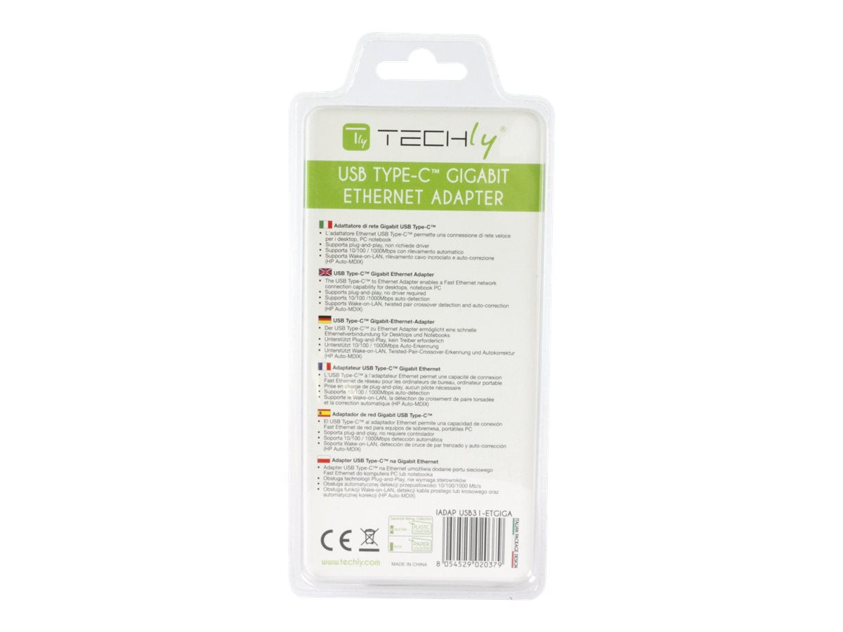 TECHLY USB 3.1 Typ C auf RJ45 Gigabit Konverter - Anschlussansicht