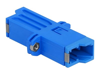 DELOCK LWL Kupplung E2000 Simplex Buchse zu Simplex Buchse Singlemode blau - Vorderansicht