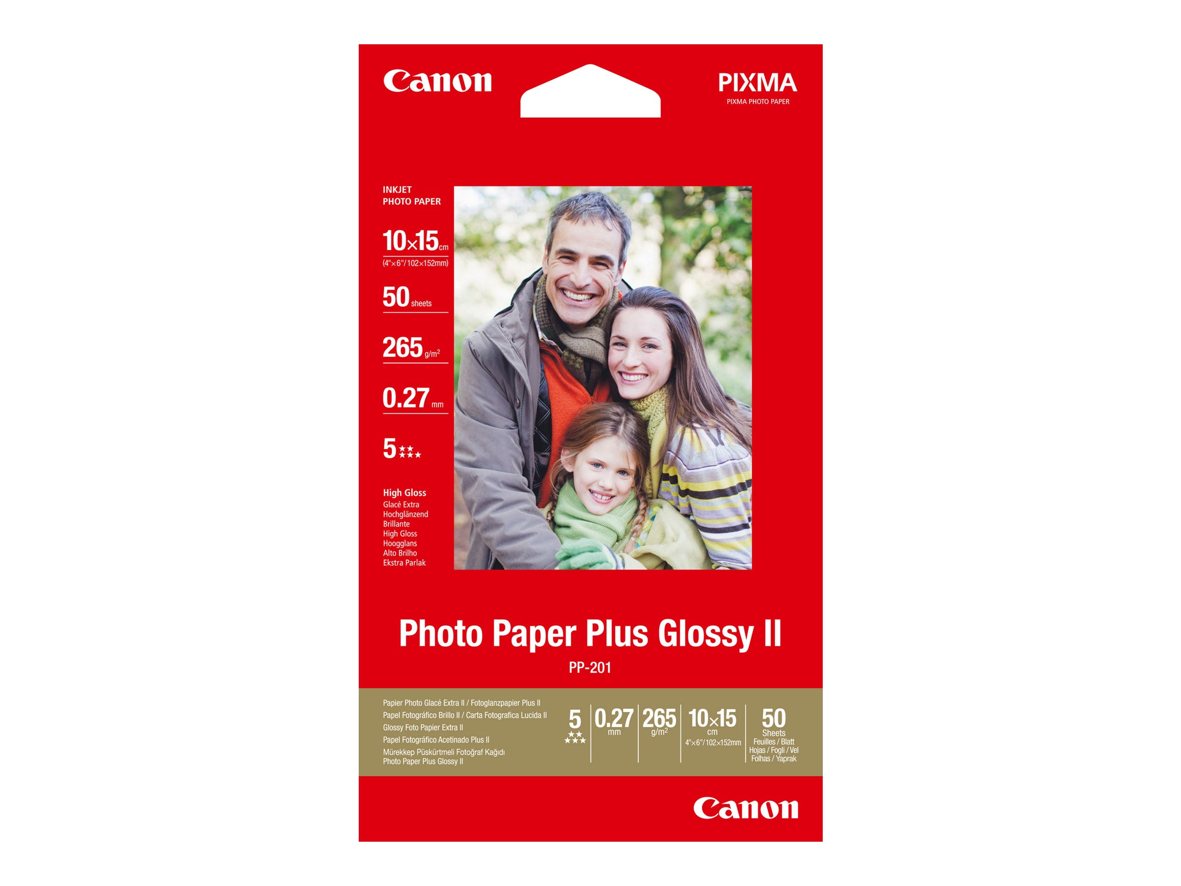 CANON PP-201 plus Foto Papier inkjet 260g/m2 10x15cm 50 Blatt - Vorderansicht