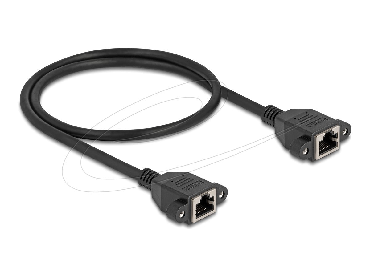 DELOCK Netzwerk Verlängerungskabel S/FTP RJ45 Buchse zu RJ45 Buchse Cat.6A 0,5m schwarz - Vorderansicht