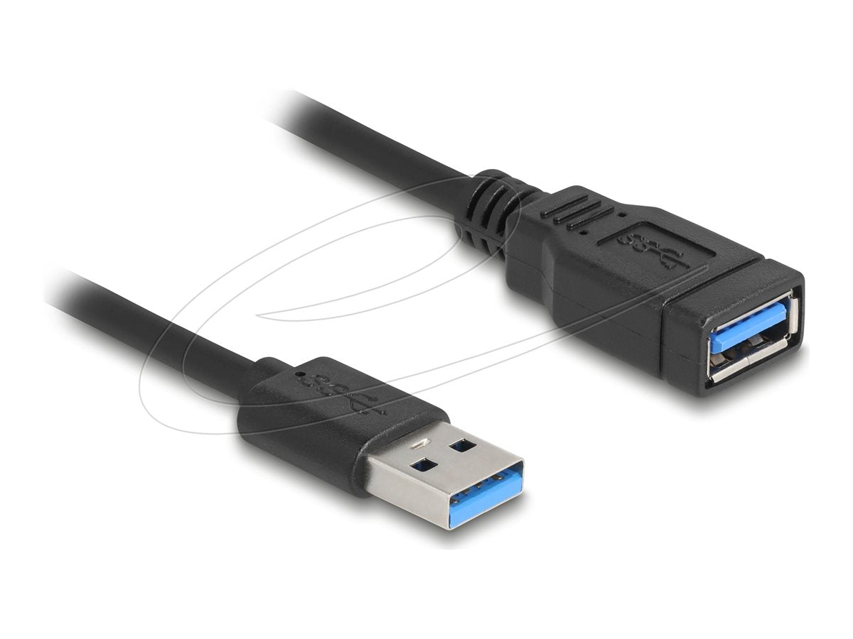 DELOCK USB 5 Gbps Spiralkabel Typ-A Stecker zu Typ-A Buchse 0,4m bis 0,6m schwarz - Vorderansicht