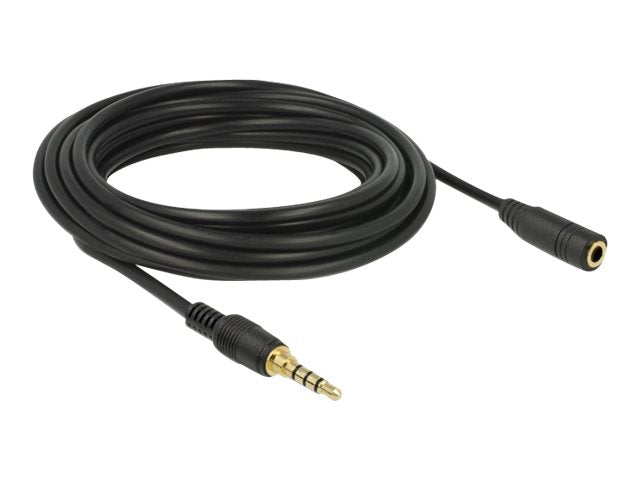 DELOCK Klinkenverlängerungskabel 3,5 mm 4 Pin Stecker zu Buchse 5 m schwarz - Vorderansicht
