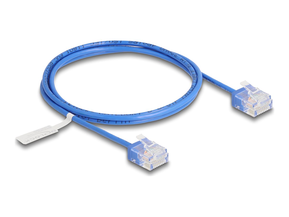 DELOCK RJ45 Netzwerkkabel Cat.6 UTP Ultra Slim 1m blau mit kurzen Steckern