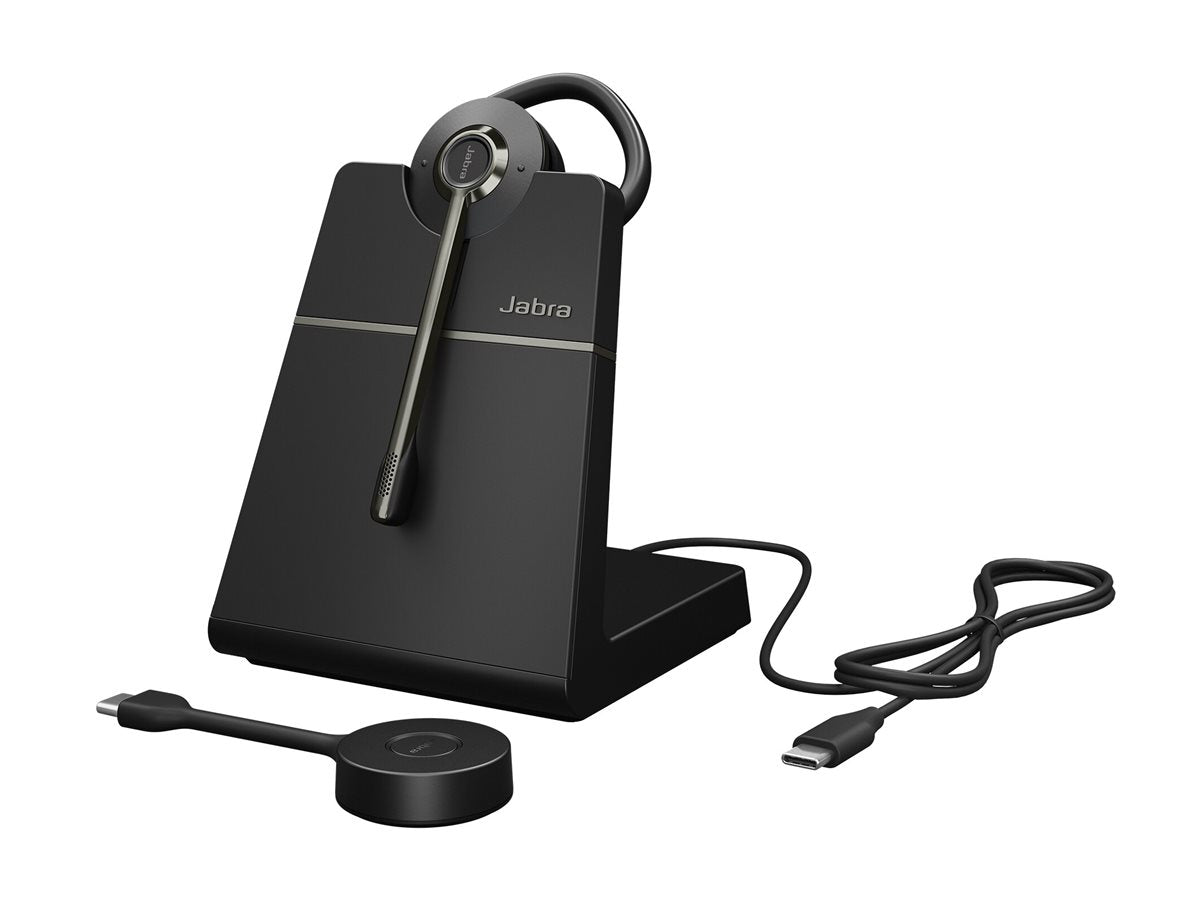 JABRA Engage 55 SE Convertible headset UC with earhook Link 400c DECT adapter USB-C Engage 55 Deskstand 1