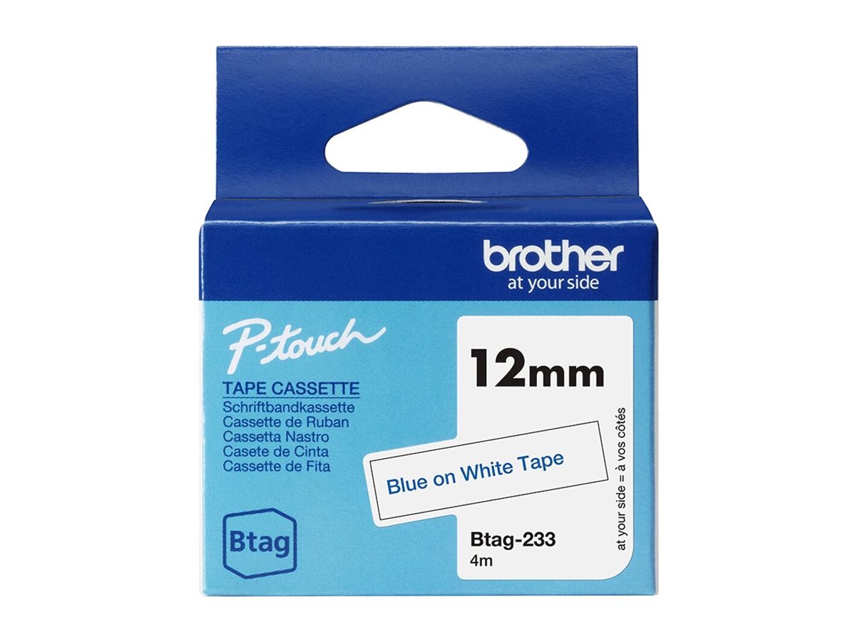 BROTHER BTAG233 Ribbon 12MM Blue on White - Vorderansicht