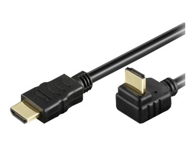 TECHLY HDMI High Speed Kabel mit Ethernet Kabel 5m schwarz 1xgewinkelter Stecker A auf Stecker A vergoldete Steckverbinder