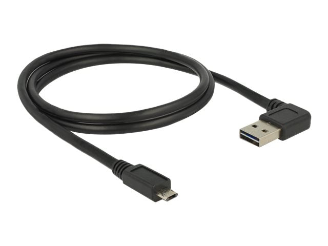 DELOCK Kabel EASY-USB 2.0 Typ-A Stecker gewinkelt links / rechts > EASY-USB 2.0 Typ Micro-B Stecker schwarz 1 m - Vorderansicht