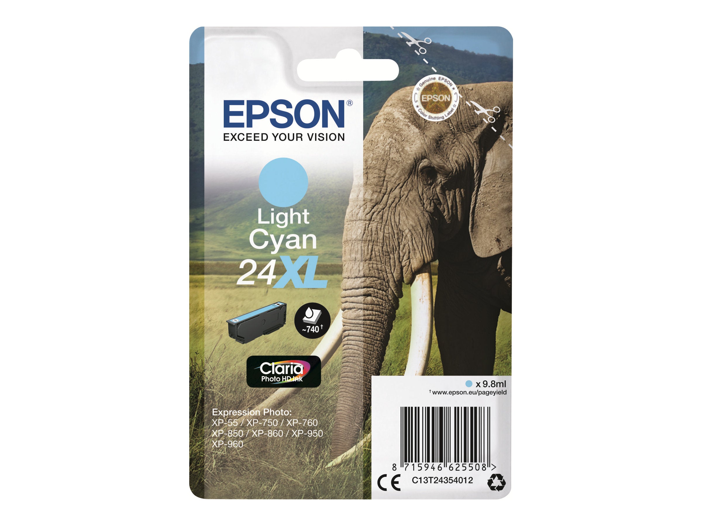 EPSON 5LB 24XL Tintenpatrone light cyan Vorderansicht