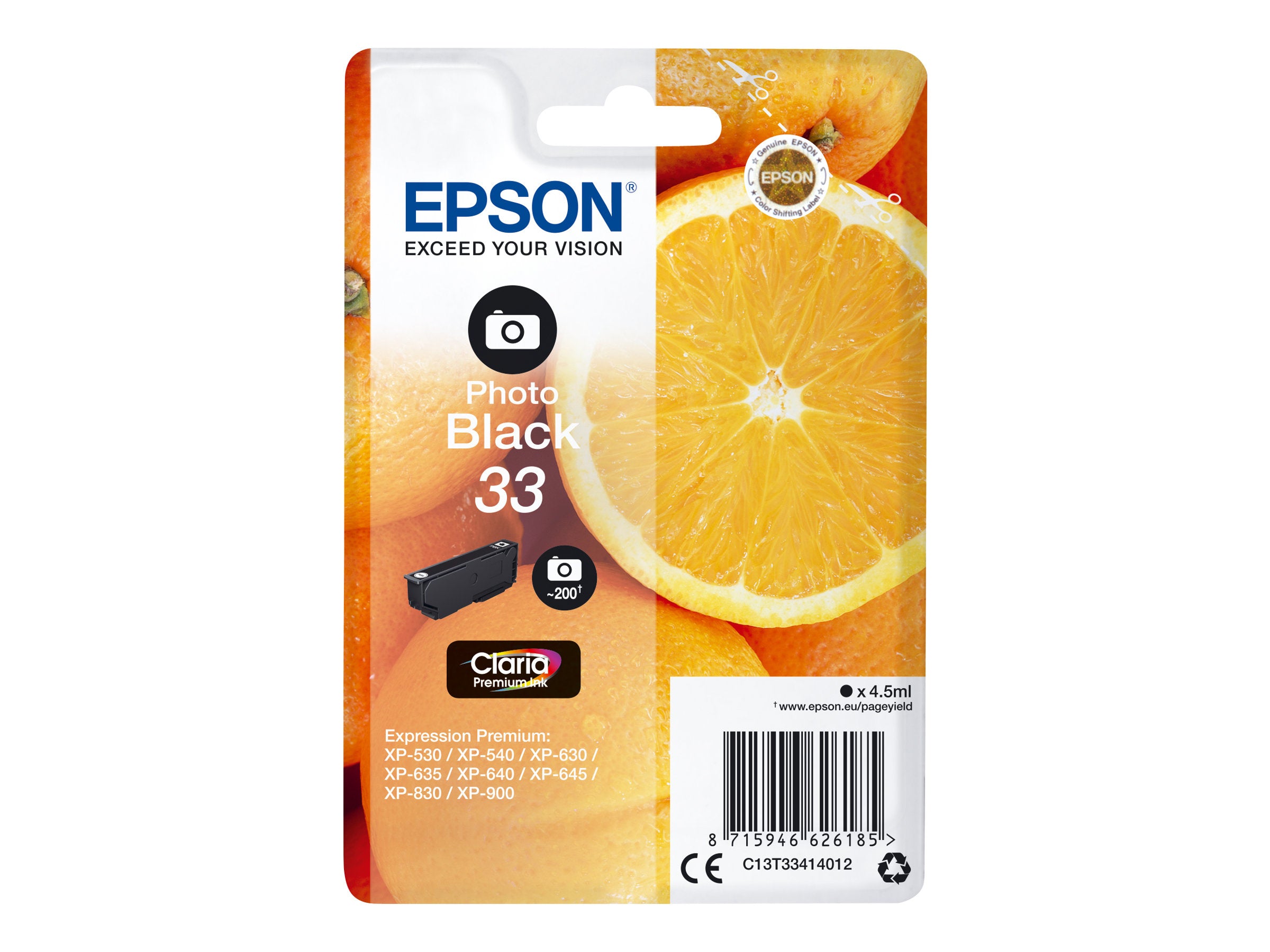 EPSON 5LB Singlepack Photo Black 33 Claria Premium Ink Vorderansicht