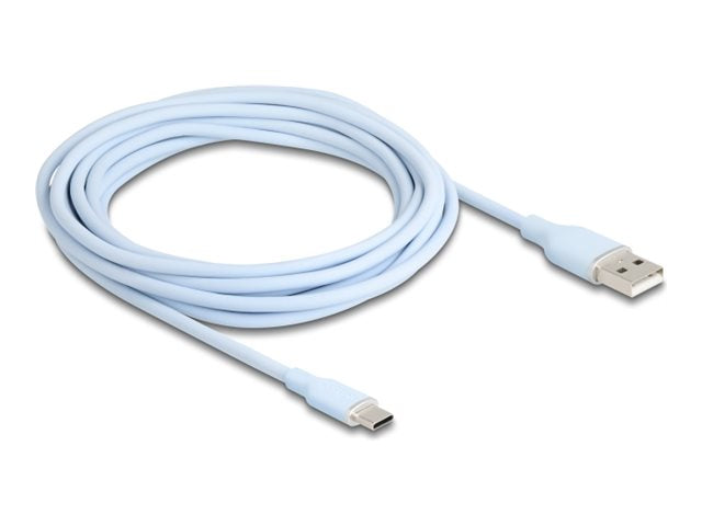 DELOCK USB 2.0 Kabel USB Typ-A Stecker zu USB Type-C Stecker 4m blau Silikon - Vorderansicht