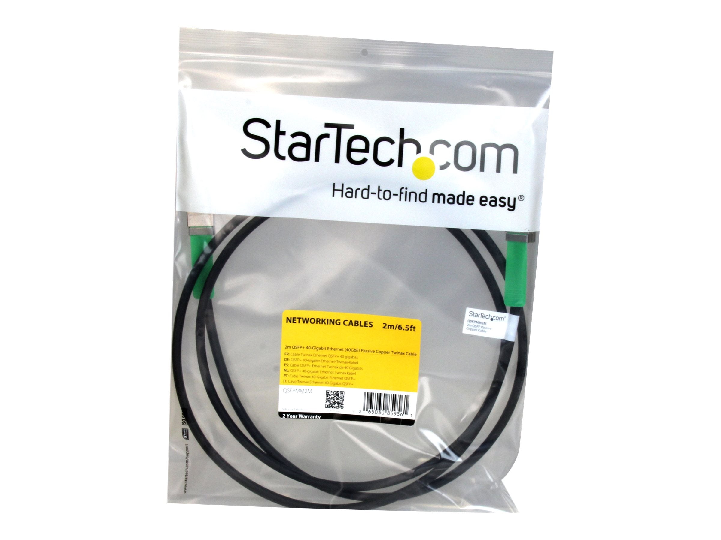 STARTECH.COM 2m QSFP+ 40-Gigabit Ethernet Kabel Vorderansicht