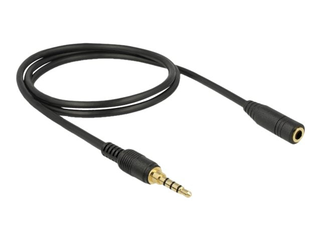 DELOCK Klinkenverlängerungskabel 3,5 mm 4 Pin Stecker zu Buchse 1 m schwarz - Vorderansicht