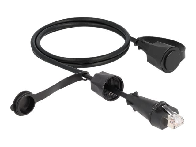 DELOCK Netzwerkkabel RJ45 Stecker zu RJ45 Stecker Cat.6 STP mit Verschlusskappe Outdoor IP68 - Vorderansicht