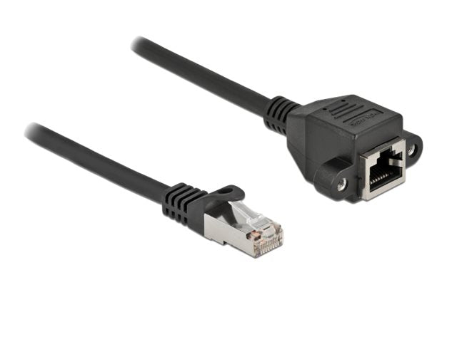 DELOCK Netzwerk Verlängerungskabel S/FTP RJ45 Stecker zu RJ45 Buchse Cat.6A 50cm schwarz - Detailansicht