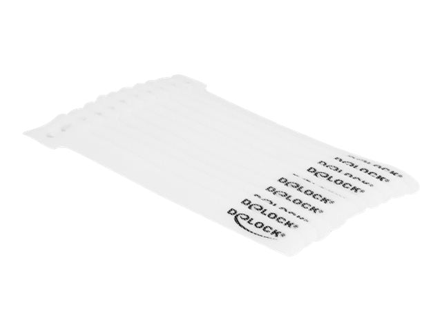 DELOCK Klett-Kabelbinder L 150 x B 12mm weiss 10 Stück Verpackung