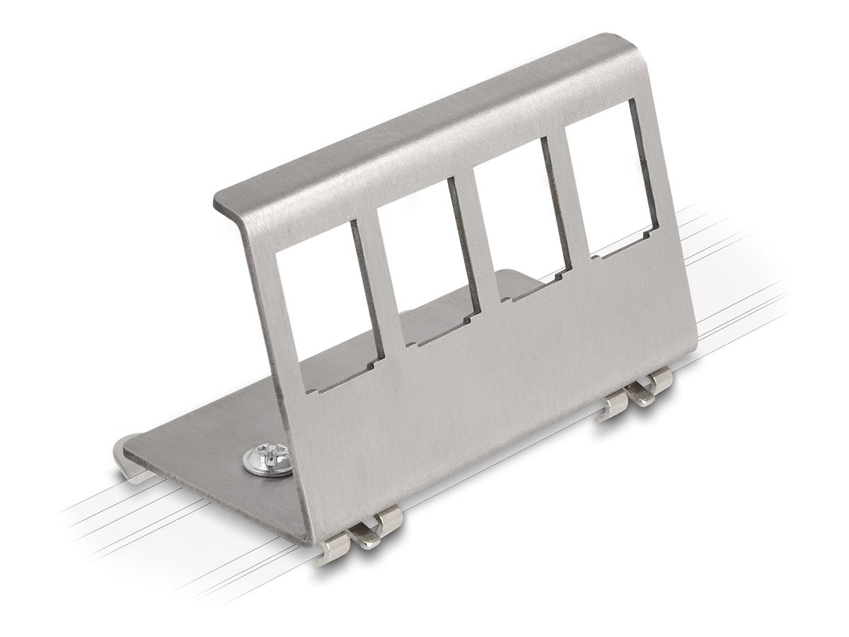 DELOCK Keystone Metall Halterung 4 Port für Hutschiene - Vorderansicht
