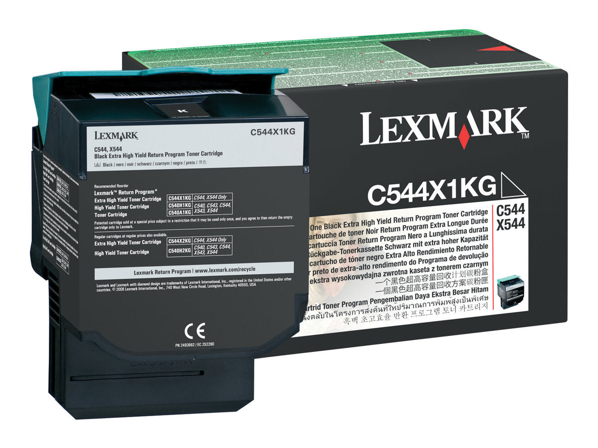 LEXMARK C544, X544 Toner schwarz Extra hohe Kapazität Vorderansicht
